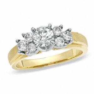 1.00 CT. T.w. Diamond Cluster Engagement Ring in 14K Gold