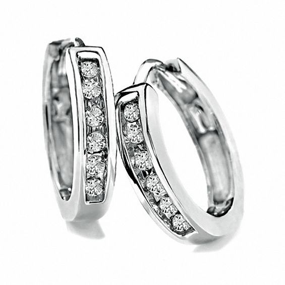 0.20 CT. T.w. Diamond Huggie Hoop Earrings in 10K White Gold