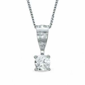 0.15 CT. Diamond Solitaire Crown Royal Pendant in 14K White Gold