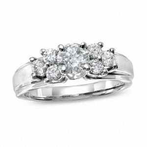 1.00 CT. T.w. Diamond Cluster Engagement Ring in 14K White Gold