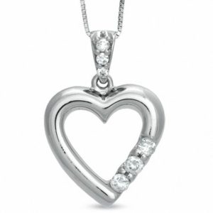 0.23 CT. T.w. Diamond Three Stone Past Present Future Heart Pendant in