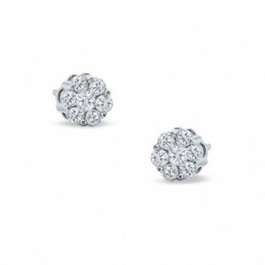 0.20 CT. T.w. Diamond Flower Stud Earrings in 10K White Gold