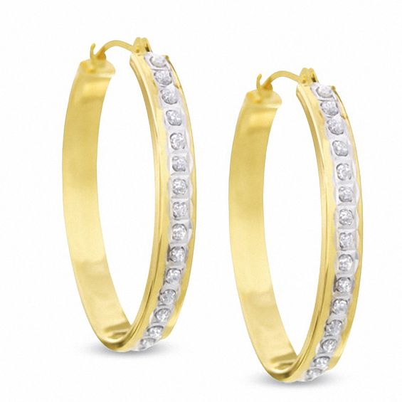 Diamond Fascination 14K Gold Small Oval Hoop Earrings