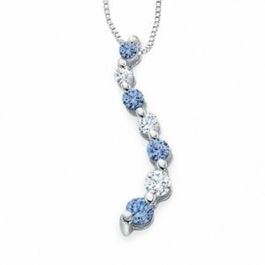 Journey Lab-Created Ceylon Sapphire and White Sapphire Curve Pendant