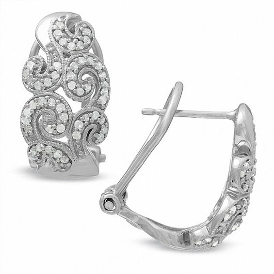 0.33 CT. T.w. Diamond Vintage-Inspired Swirl Earrings in Sterling