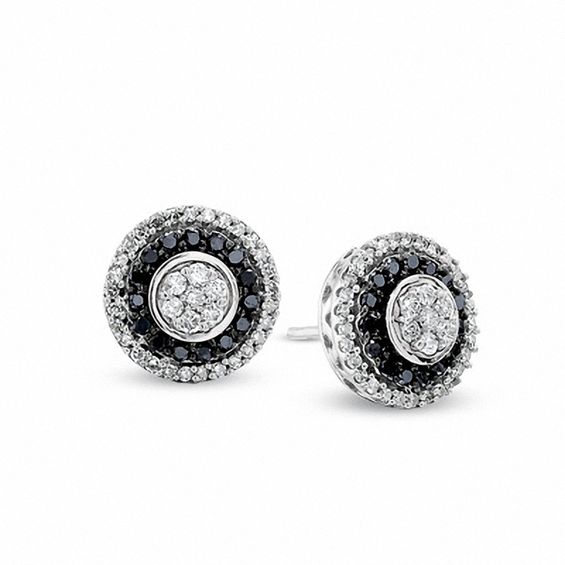 0.50 CT. T.w. Enhanced Black and White Diamond Flower Earrings in 10K