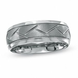 Triton Men's 8.0mm Comfort Fit Tungsten Carbide Crisscross Wedding