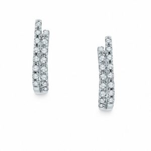 0.20 CT. T.w. Diamond Double Row Hoop Earrings in 10K White Gold