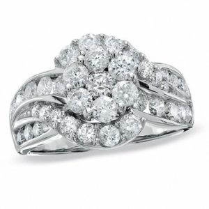 2.00 CT. T.w. Composite Diamond Flower Engagement Ring in 14K White