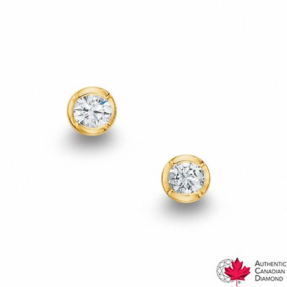 0.40 CT. T.w. Certified Canadian Diamond Solitaire Bezel Stud Earrings