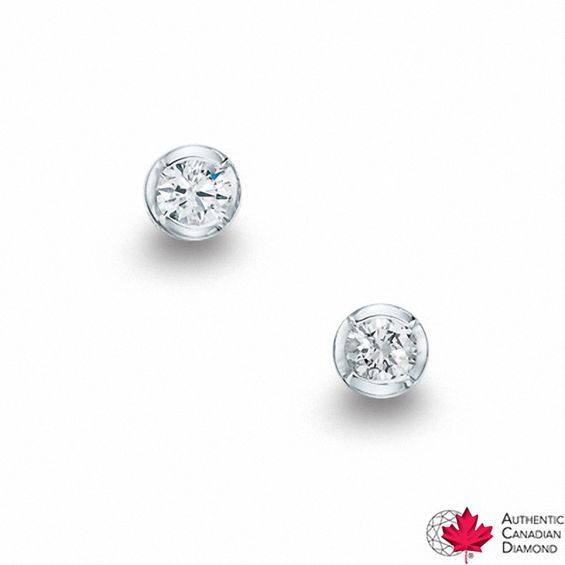 0.40 CT. T.w. Certified Canadian Diamond Solitaire Bezel Stud Earrings