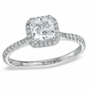 0.95 CT. T.w. Princess-Cut Diamond Framed Engagement Ring in 14K White