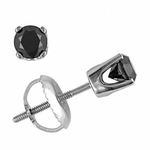 0.50 CT. T.w. Enhanced Black Diamond Stud Earrings in 14K White Gold