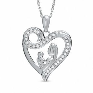 0.10 CT. T.w. Diamond Motherly Love Swirl Heart Pendant in Sterling