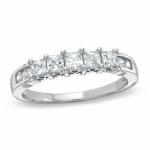 0.75 CT. T.w. Princess-Cut Diamond Nine Stone Band in 10K White Gold