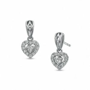 0.20 CT. T.w. Diamond Heart Frame Earrings in 10K White Gold