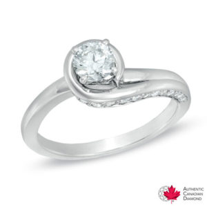 0.75 CT. T.w. Certified Canadian Diamond Swirl Engagement Ring in 14K