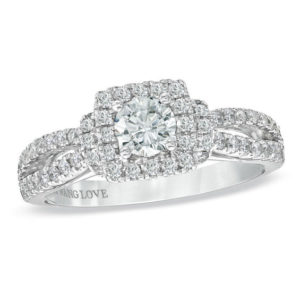 Vera Wang Love Collection 0.95 CT. T.w. Diamond Frame Split Shank