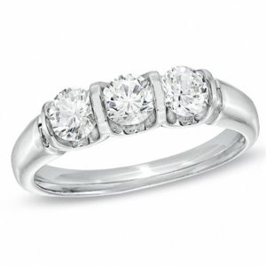 1.00 CT. T.w. Diamond Three Stone Ring in 14K White Gold