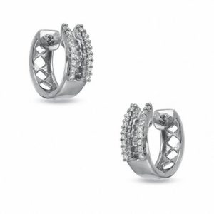 0.25 CT. T.w. Diamond Huggie Earrings in 10K White Gold