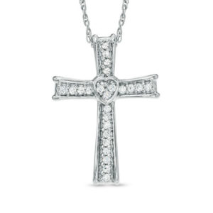 0.12 CT. T.w. Diamond Cross Pendant in Sterling Silver
