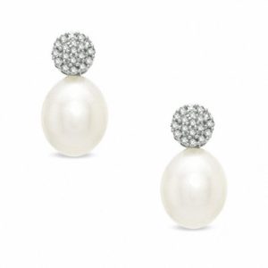 Honora 7.5 - 8.0mm Cultured Freshwater Pearl and Diamond Accent Drop