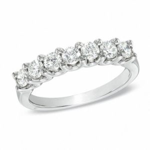 0.83 CT. T.w. Certified Diamond Seven Stone Wedding Band in 18K White