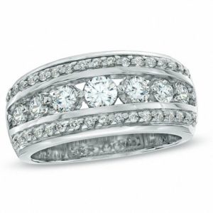 1.00 CT. T.w. Diamond Seven Stone Band in 14K White Gold