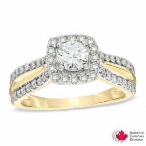 1.00 CT. T.w. Certified Canadian Diamond Split Shank Engagement Ring