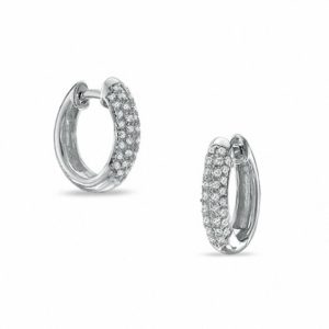 0.25 CT. T.w. Diamond Hoop Earrings in 10K White Gold