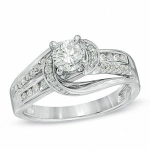 0.75 CT. T.w. Diamond Swirl Engagement Ring in 14K White Gold