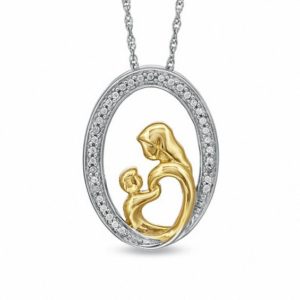 0.10 CT. T.w. Diamond Motherly Love Oval Pendant in Sterling Silver