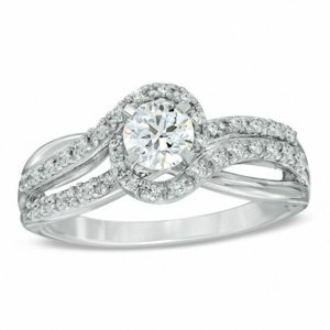 0.75 CT. T.w. Diamond Bypass Engagement Ring in 14K White Gold