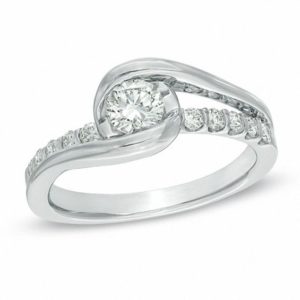 Siren 0.58 CT. T.w. Diamond Bypass Engagement Ring in 14K White Gold