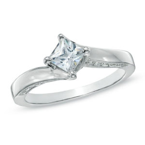 0.75 CT. T.w. Princess-Cut Diamond Bypass Engagement Ring in 14K White