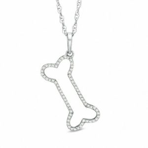 0.10 CT. T.w. Diamond Outline Dog Bone Pendant in 10K White Gold