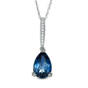 Pear-Shaped London Blue Topaz and Lab-Created White Sapphire Pendant