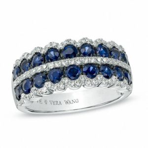 Vera Wang Love Collection Blue Sapphire and 0.30 CT. T.w. Diamond