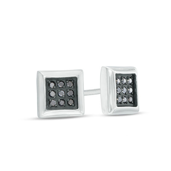 Men's 0.09 CT. T.w. Enhanced Black Diamond Square Stud Earrings in