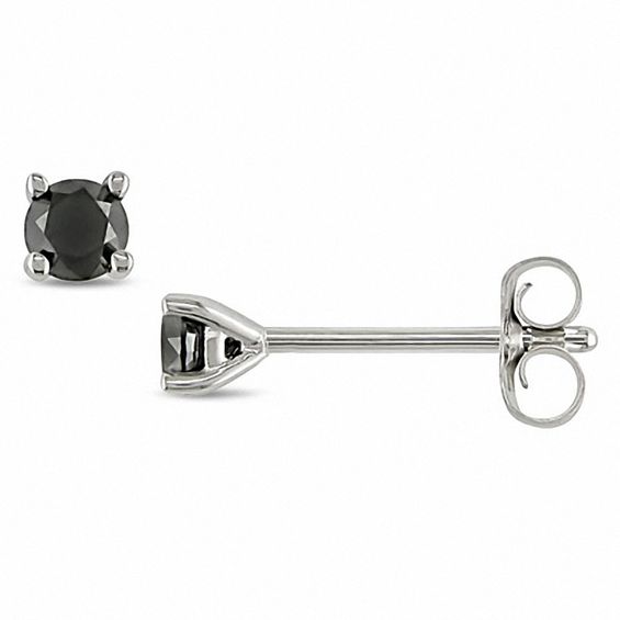 0.24 CT. T.w. Enhanced Black Diamond Solitaire Stud Earrings in 10K