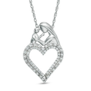 0.25 CT. T.w. Diamond Motherly Love Double Row Heart Pendant in