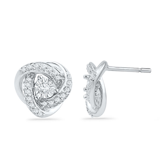 0.20 CT. T.w. Diamond Love Knot Stud Earrings in Sterling Silver