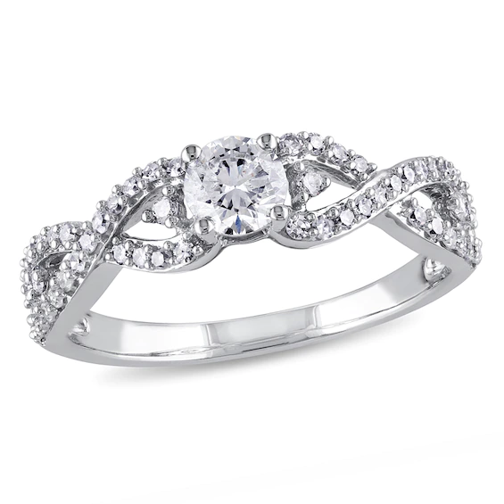 0.69 CT. T.w. Diamond Twist Shank Ring in 14K White Gold