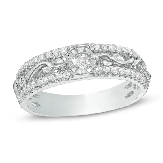 0.30 CT. T.w. Diamond Scroll Engagement Ring in 10K White Gold
