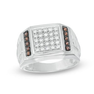 Men's 0.45 CT. T.w. Champagne and White Diamond Square Composite Ring