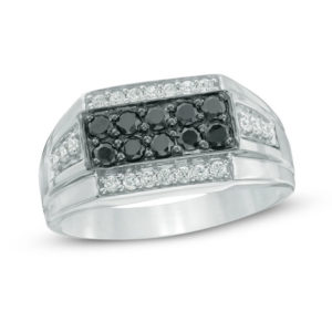 Men's 0.70 CT. T.w. Enhanced Black and White Diamond Ring in Sterling