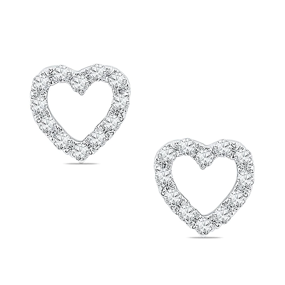 0.23 CT. T.w. Diamond Heart Outline Stud Earrings in 10K White Gold