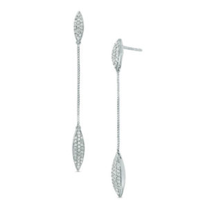 0.30 CT. T.w. Diamond Leaf Drop Earrings in Sterling Silver