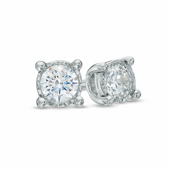 0.10 CT. T.w. Diamond Solitaire Stud Earrings in 10K White Gold