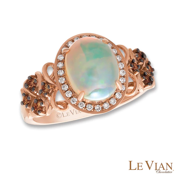 Le Vian® Oval Opal and 0.21 CT. T.w. Diamond Frame Ring in 14K